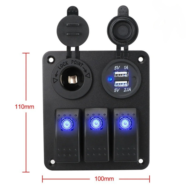 Dual USB Car Switch Panel with Waterproof Design