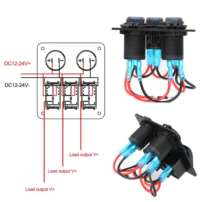 Dual USB Car Switch Panel with Waterproof Design